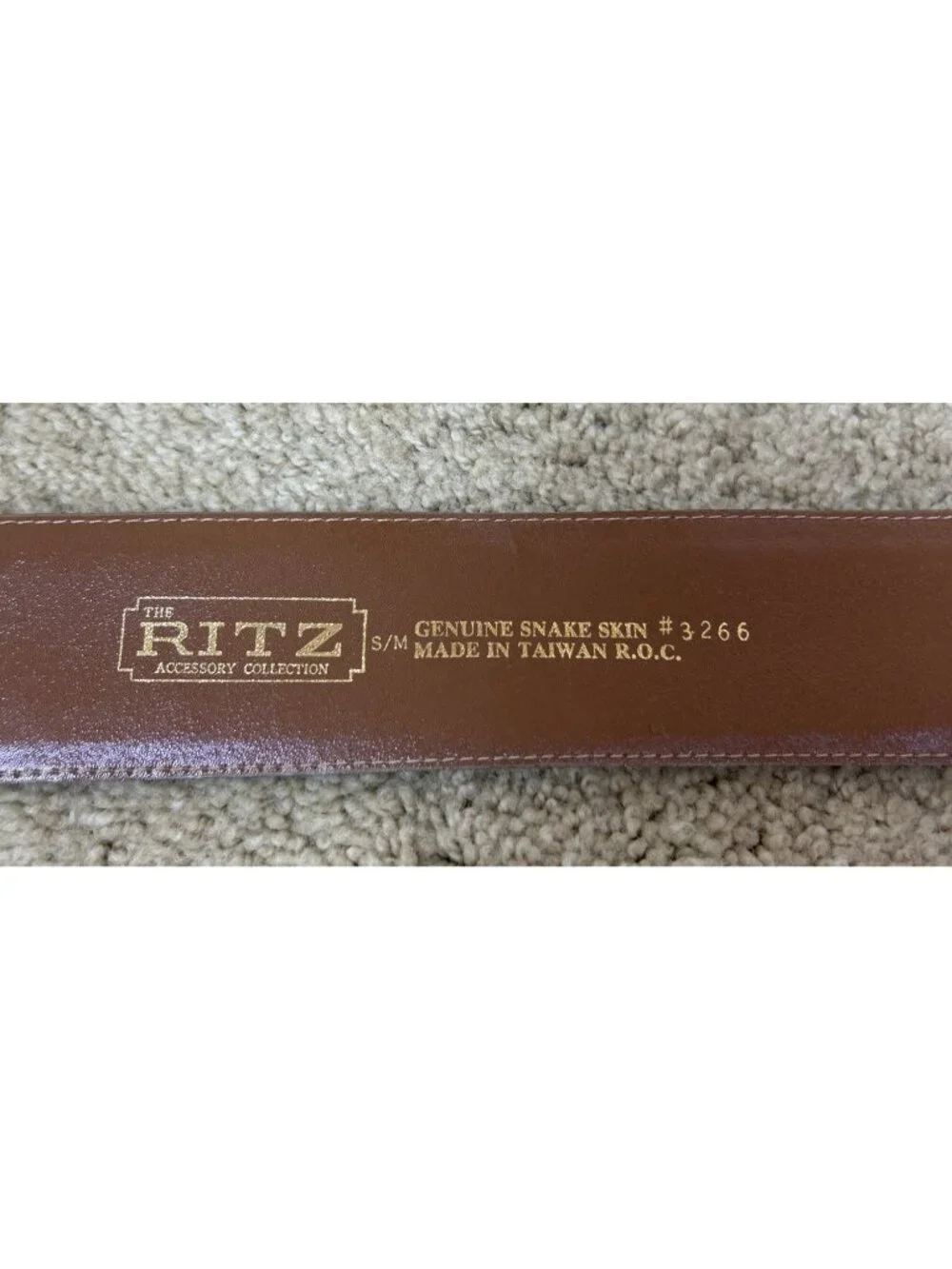 Vintage The Ritz Genuine Snakeskin Belt Women's S/M Brown Gold Buckle Leather